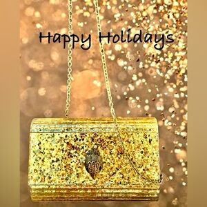 Gorgeous Kurt Geiger Acrylic Over Gold Flecks Party Bag Crossbody or Clutch NWT
